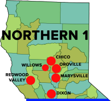 Map of Northern California - Region 1